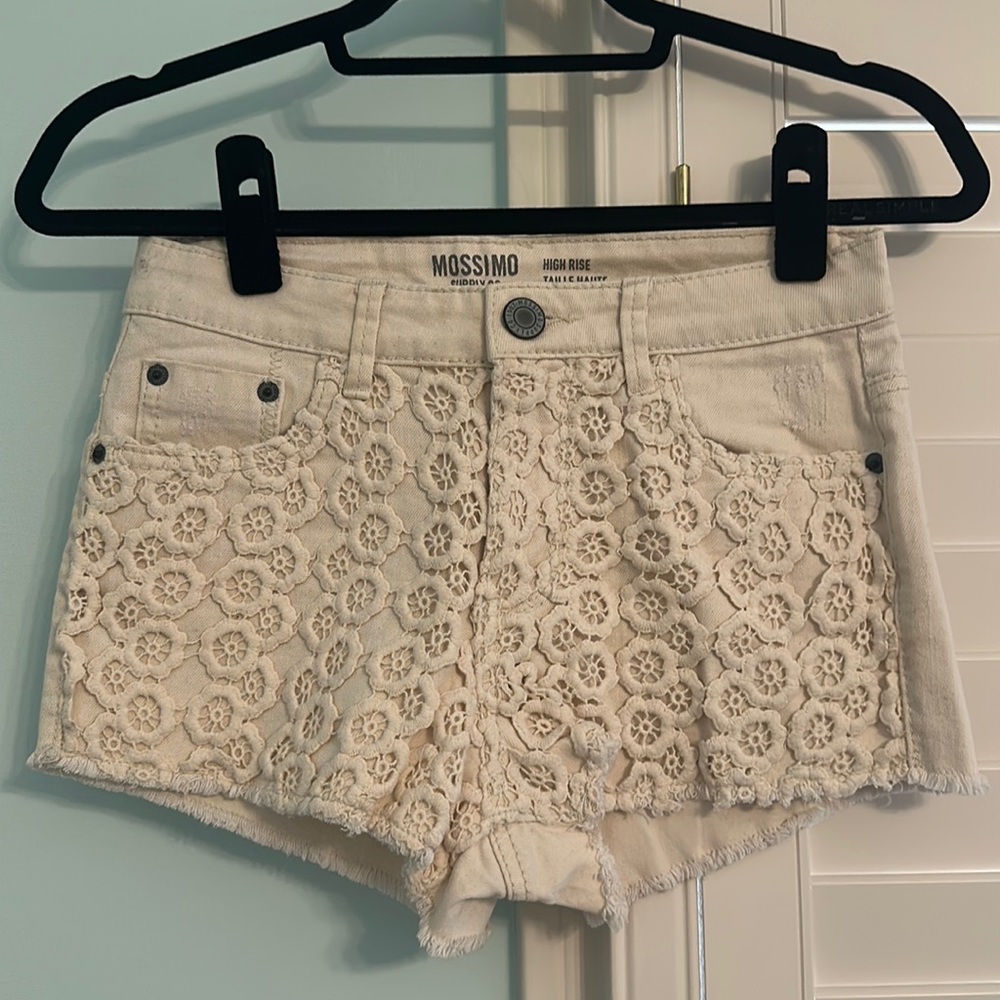 Lace front jean shorts
